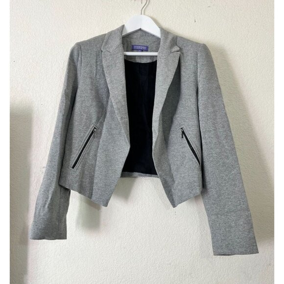 Vivienne Tam Jackets & Blazers - Vivienne Tam Womens Lurex Cropped Blazer Jacket Medium Gray with Silver Metallic